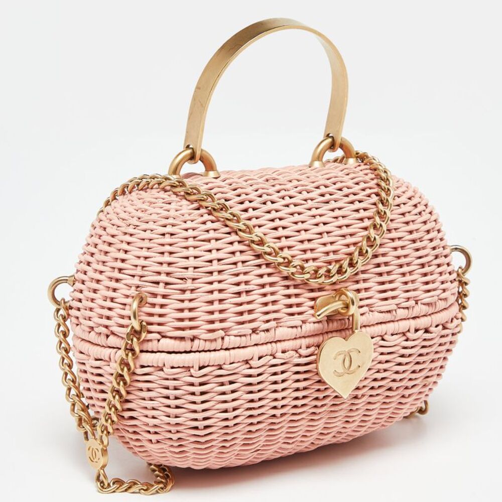 Chanel Pink Wicker Oval Locket Basket Chain Bag - Picture 3 of 4